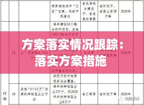 方案落实情况跟踪：落实方案措施 