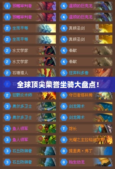 全球顶尖荣誉坐骑大盘点！