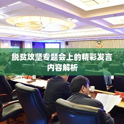 脱贫攻坚专题会上的精彩发言内容解析